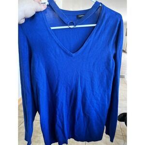 Torrid 2 Women's Pullover Blue Sweater Size 2X Long Sleeve Choker V-Neck Knit